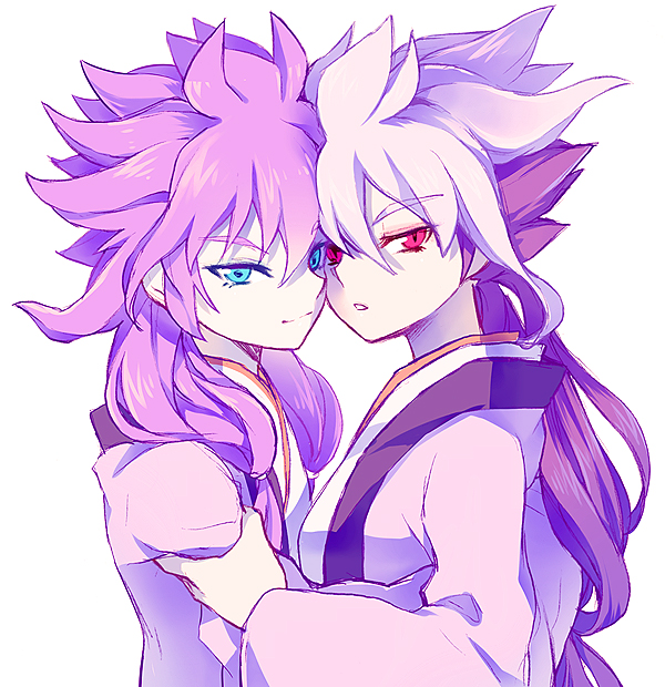 2boys, amemiya_taiyou, amemiya_taiyou_(mixi_max_zhuge_kongming), blue_eyes, chinese_clothes, hakuryuu_(inazuma_eleven), hakuryuu_(mixi_max_zhuge_kongming), hanfu
