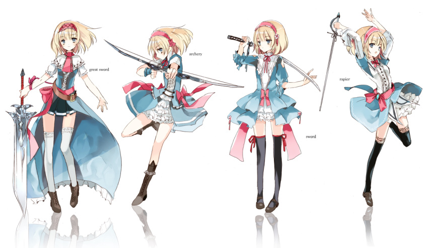 1girl, adapted_costume, alice_margatroid, arrow, black_legwear, blonde_hair, blue_eyes, boots