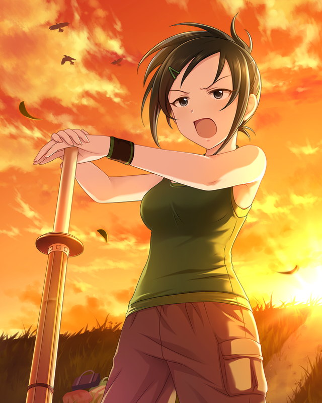 1girl, artist_request, black_eyes, black_hair, hair_ornament, hairclip, idolmaster, idolmaster_cinderella_girls