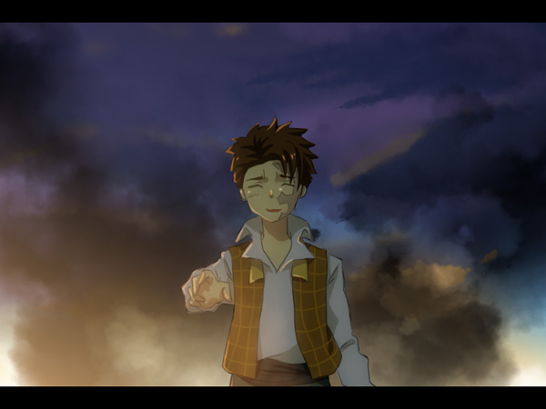 1boy, ^_^, baccano!, closed_eyes, jacuzzi_splot, letterboxed, male, reaching