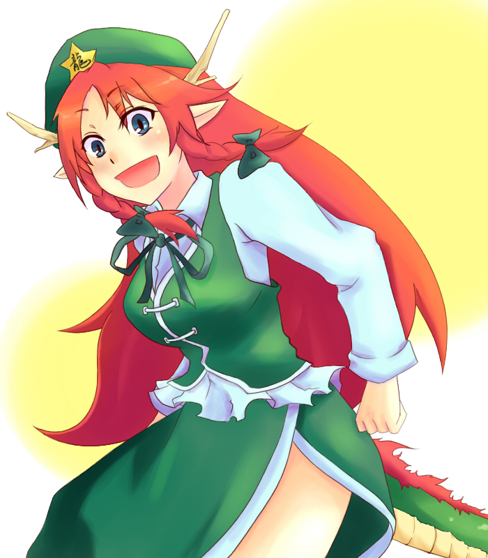 1girl, arms_at_sides, beret, blue_eyes, blush_stickers, braid, breasts, chinese_clothes
