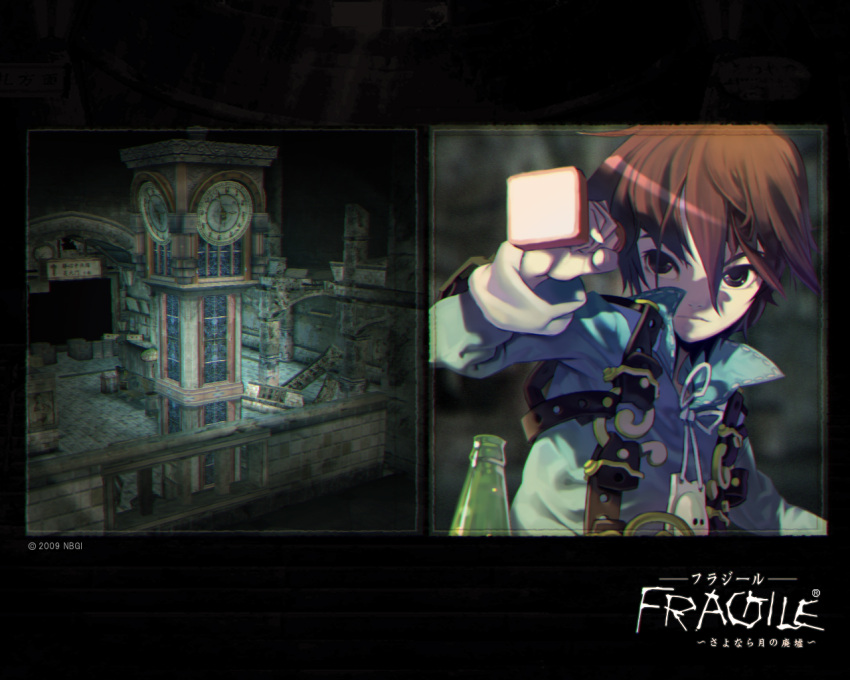 alone, clock_tower, fragile, lamp, red_hair, redhead, ruins, seto_(fragile)