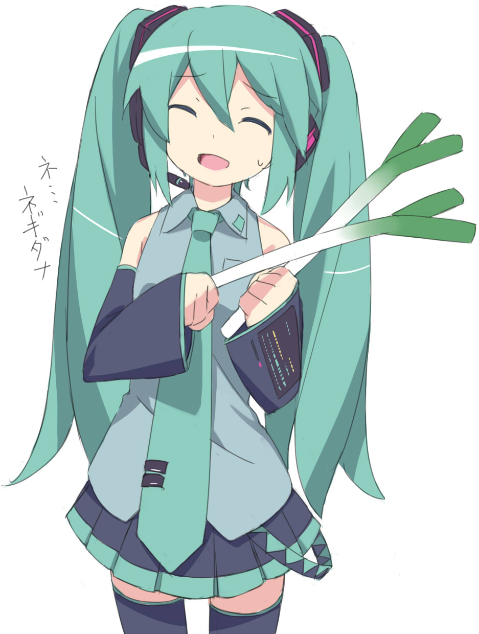 1girl, aqua_hair, closed_eyes, detached_sleeves, hatsune_miku, headset, highres, long_hair