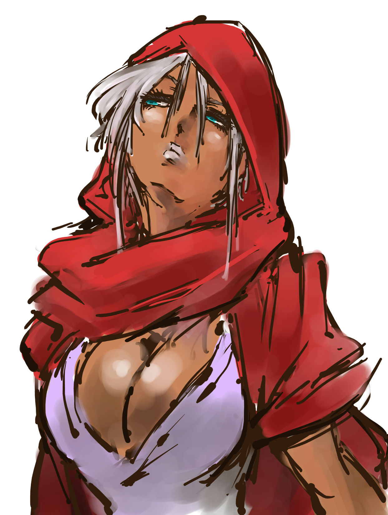 1girl, breasts, bust, cleavage, eyelashes, highres, hood, jojo_no_kimyou_na_bouken
