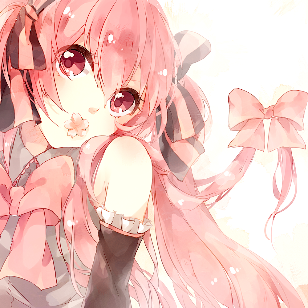 1girl, detached_sleeves, hatsune_miku, lemon_honey1013, long_hair, pink_eyes, pink_hair, sakura_miku, solo, vocaloid