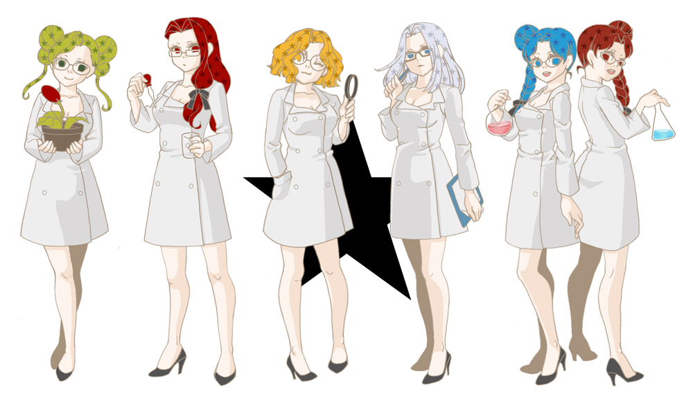 6+girls, :d, ;3, bespectacled, bishoujo_senshi_sailor_moon, blue_eyes, blue_hair, braid
