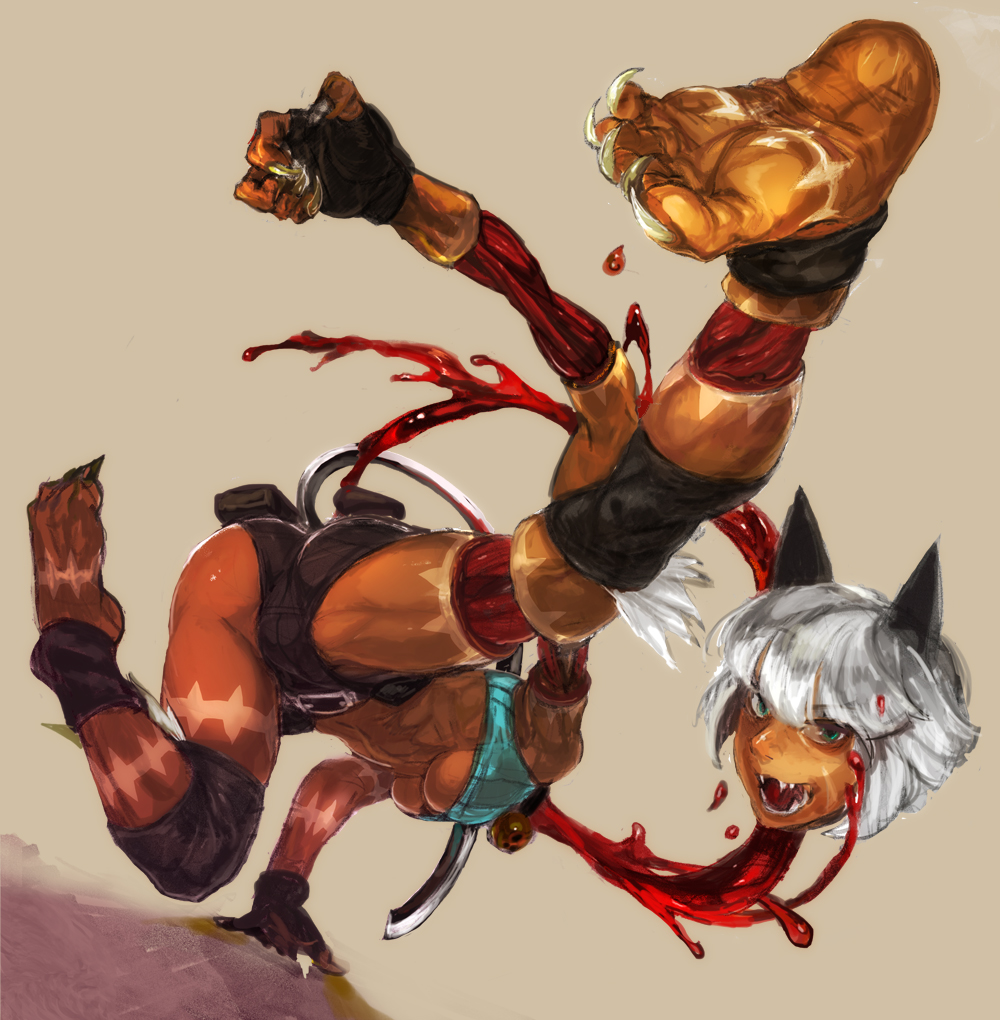 animal_ears, bob_cut, breasts, cat_ears, cat_tail, fangs, matsuba_(idiotlantern), nadia_fortune