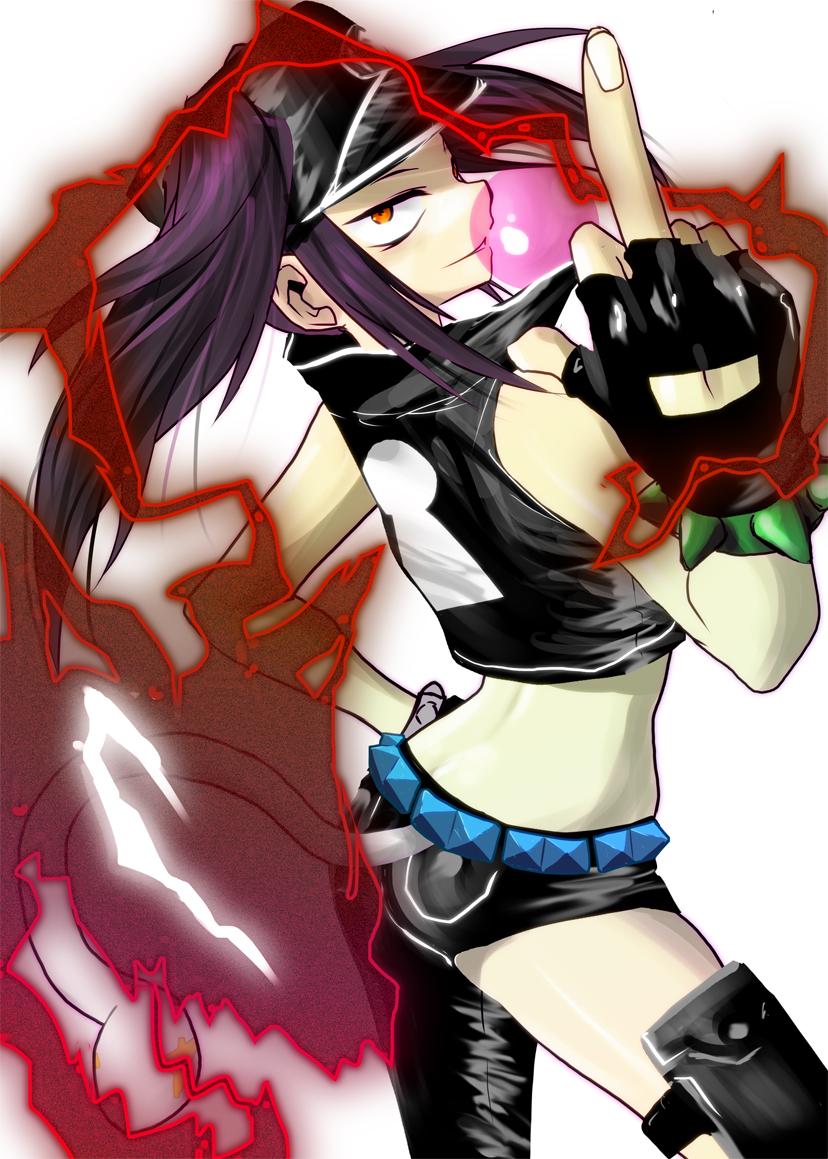asymmetrical_clothes, belt, bracelet, character_request, enoki-kou, fingerless_gloves, gloves, hand_on_hip