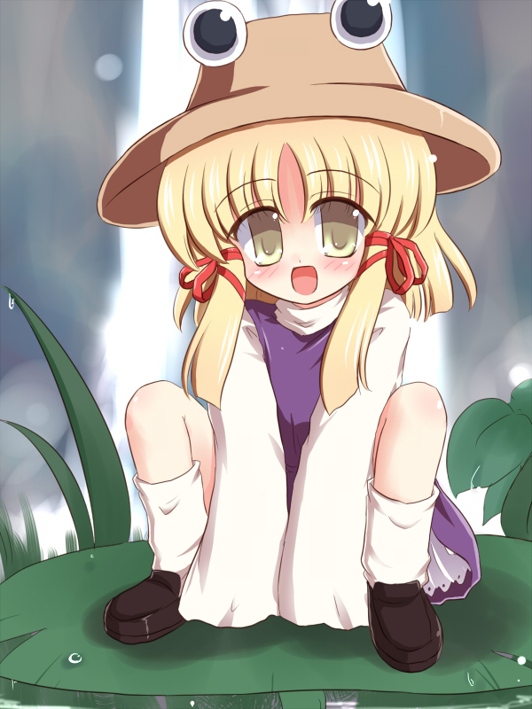 eyes, hat, lily_pad, lilypads, moriya_suwako, ry, short_hair, solo