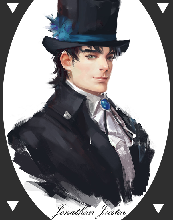 1boy, black_hair, character_name, hat, jojo_no_kimyou_na_bouken, jonathan_joestar, solo, top_hat