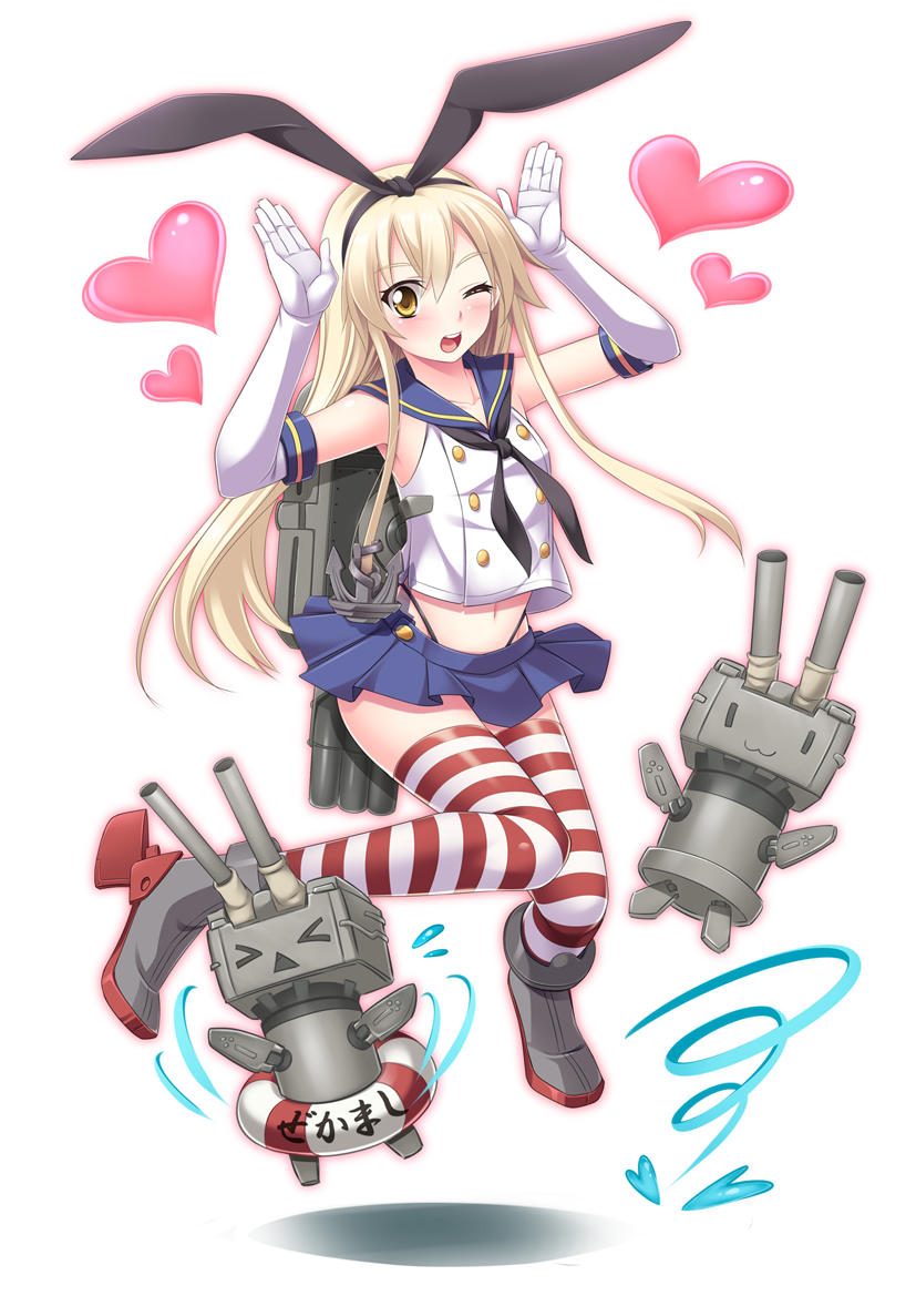 >_<, 1girl, :3, anchor, blonde_hair, blush, elbow_gloves, gloves