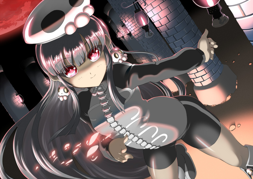 1girl, akidenmania, black_hair, dokurohime, long_hair, looking_at_viewer, original, smile