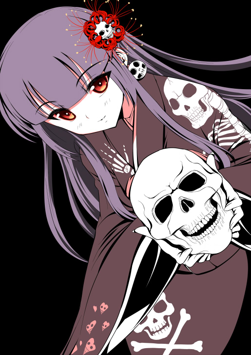 1girl, akidenmania, black_background, dokurohime, long_hair, looking_at_viewer, original, simple_background