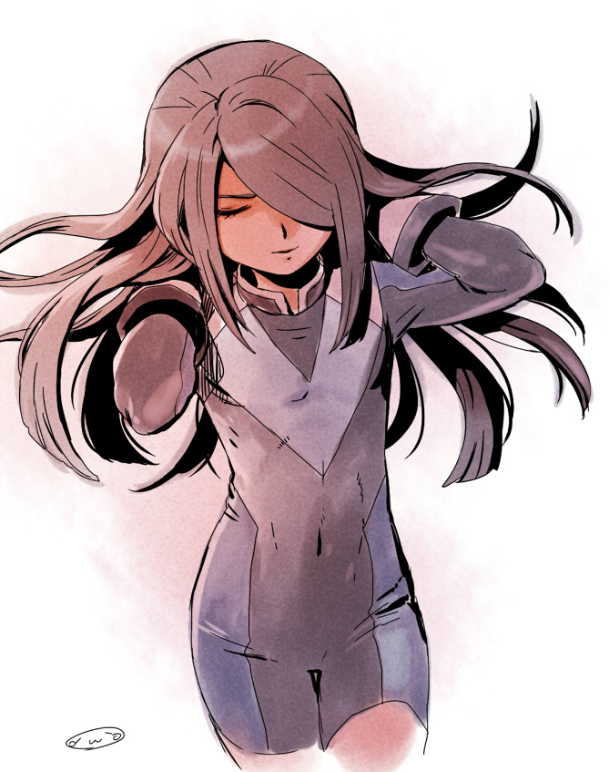1boy, bodysuit, closed_eyes, clothed_navel, dark_emperors, gloves, hair_over_one_eye, inazuma_eleven