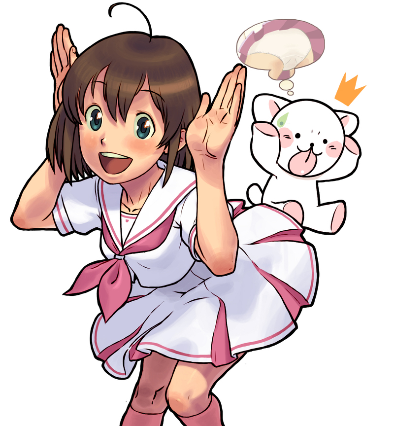 :p, brown_hair, face, green_eyes, hands, ishikawa_hideki, open_mouth, original