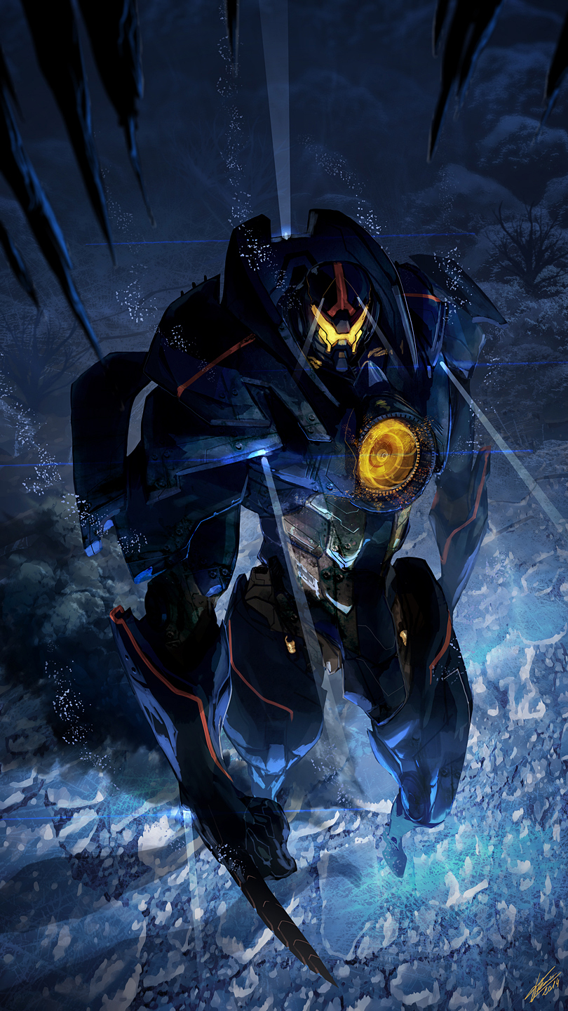 arm_blade, flashlight, gipsy_danger, highres, mecha, pacific_rim, tommaso_renieri, underwater