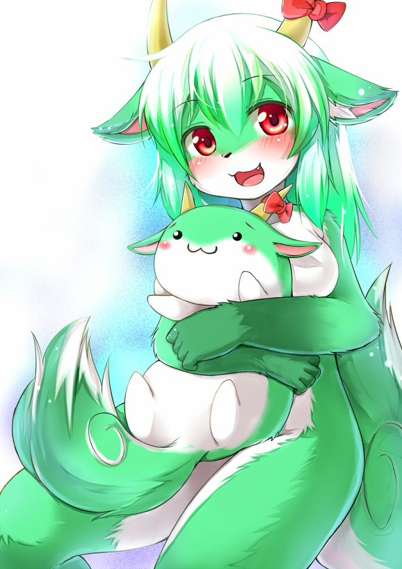 1girl, :3, animal_ears, bangs, blush, blush_stickers, breasts, creature