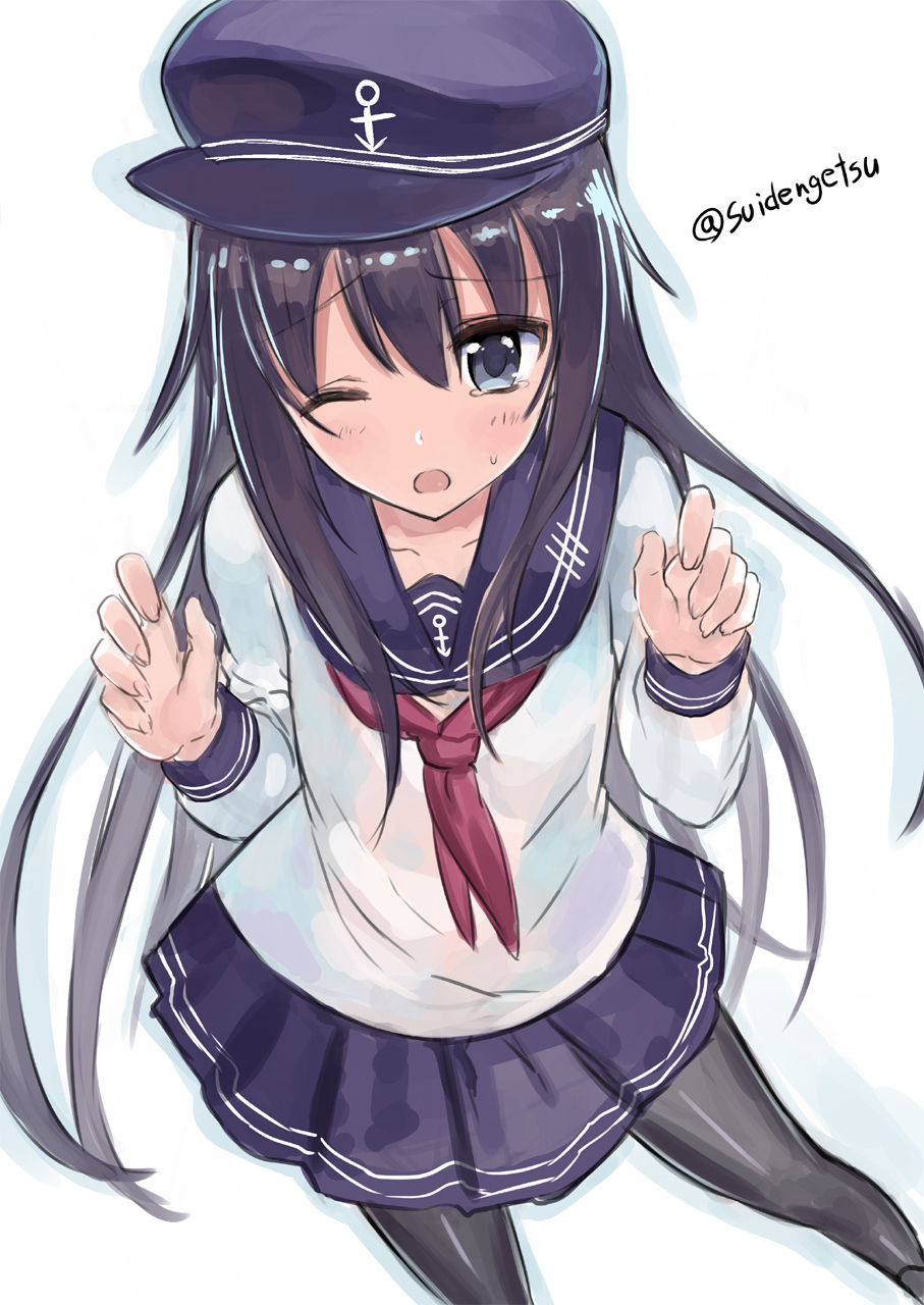 1girl, akatsuki_(kantai_collection), blue_eyes, blue_hair, highres, kantai_collection, long_hair, long_sleeves