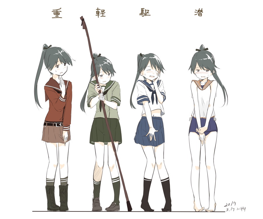 1girl, black_hair, cosplay, fubuki_(kantai_collection), fubuki_(kantai_collection)_(cosplay), houshou_(kantai_collection), i-401_(kantai_collection), i-401_(kantai_collection)_(cosplay)