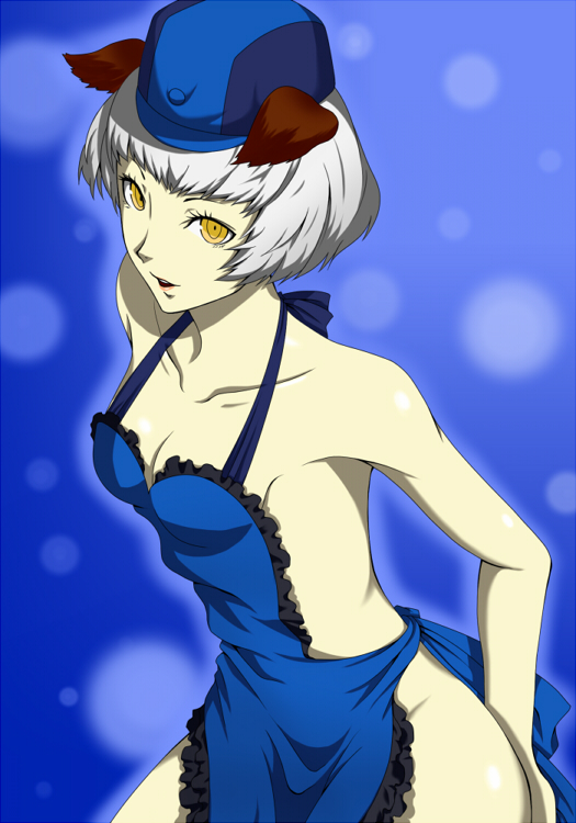 1girl, animal_ears, apron, bob_cut, dog_ears, elizabeth_(persona), frilled_apron, frills