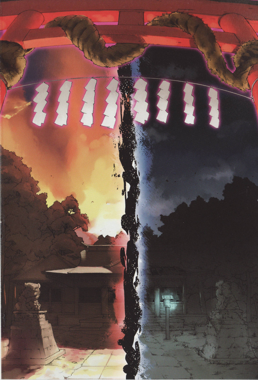 absurdres, box, donation_box, east_asian_architecture, hakurei_shrine, highres, hota, night