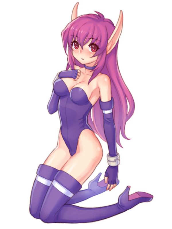1girl, bare_shoulders, blush, boots, breasts, choker, cleavage, collarbone