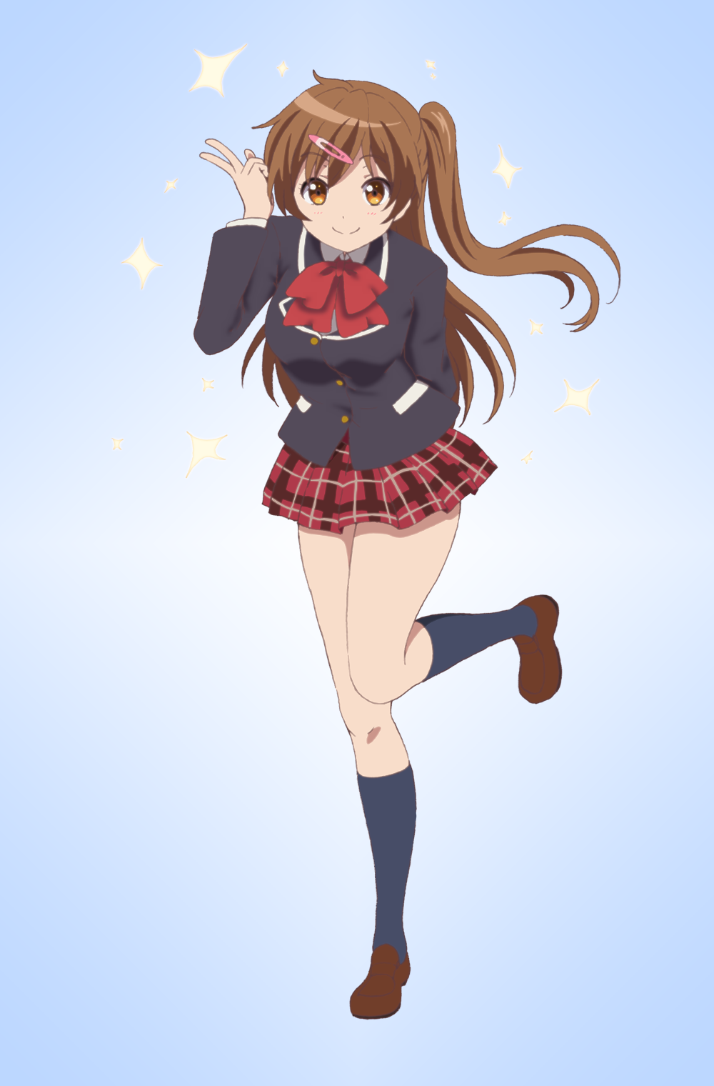 1girl, brown_eyes, brown_hair, chuunibyou_demo_koi_ga_shitai!, greco, hair_ornament, hairclip, highres