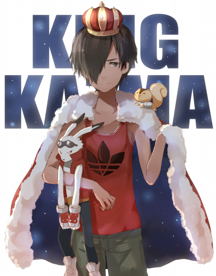 cape, crown, goggles, goggles_on_head, ikezawa_kazuma, kari-kenji, king_kazuma, male