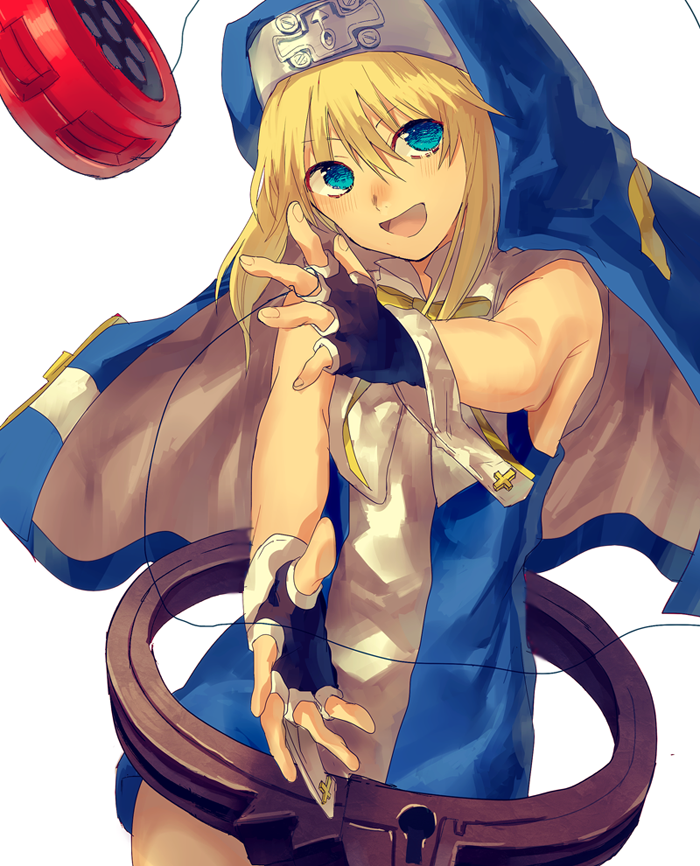 1boy, anago_(tokyo_retro_gokko), blonde_hair, blue_eyes, bridget_(guilty_gear), fingerless_gloves, gloves, guilty_gear, habit, male, nun, solo, trap, yo-yo