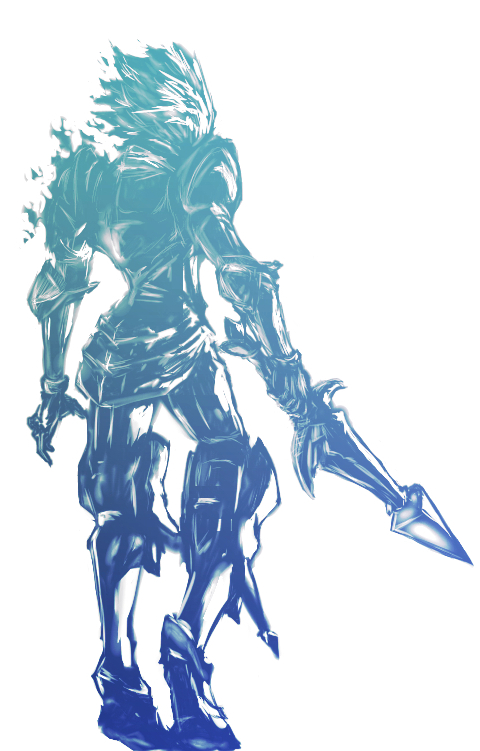 1boy, armor, belderiver, from_behind, monochrome, negresco, odin_sphere, oswald