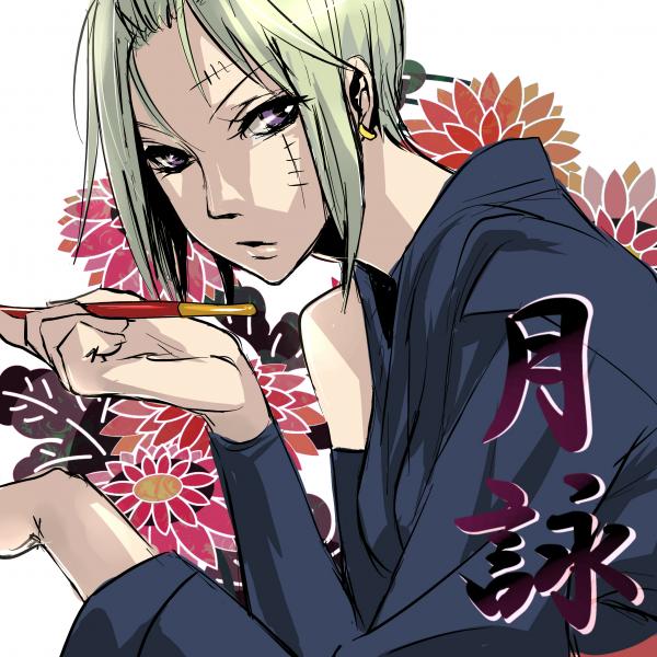 flower, gintama, japanese_clothes, jewelry, kiseru, mimi_(artist), mimi_(haruhaiiyone), pipe