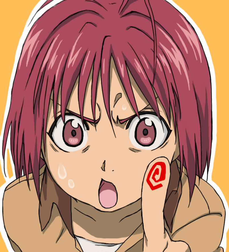 1girl, angry, armony_eiselstein, fingerprint, fullmetal_alchemist, fullmetal_alchemist_and_the_broken_angel, red_eyes, redhead