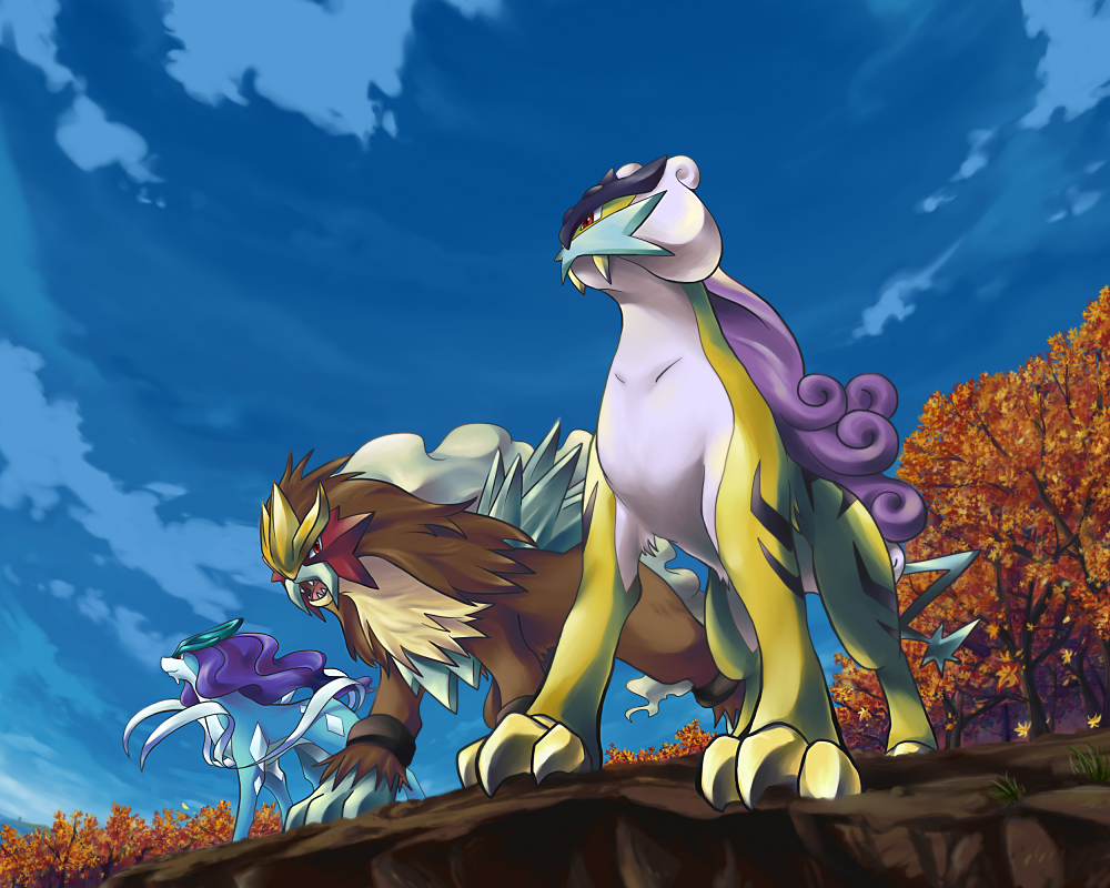 autumn, claws, entei, fangs, ibui_matsumoto, nature, nintendo, no_humans