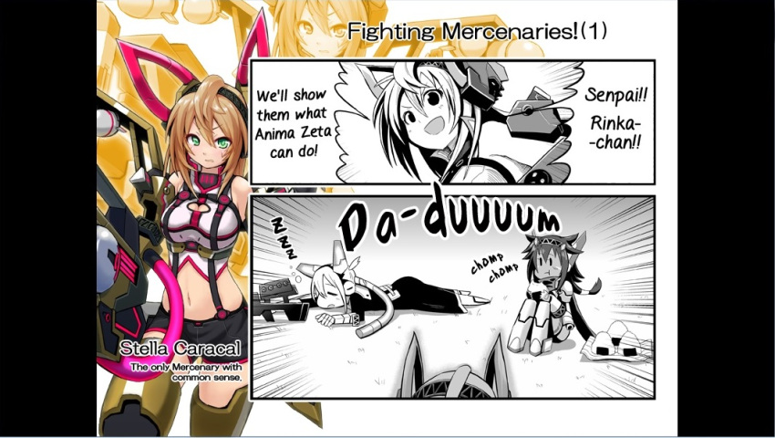 3girls, corona_cougar, cosmic_break, eating, multiple_girls, official_art, sleeping, stella_caracal