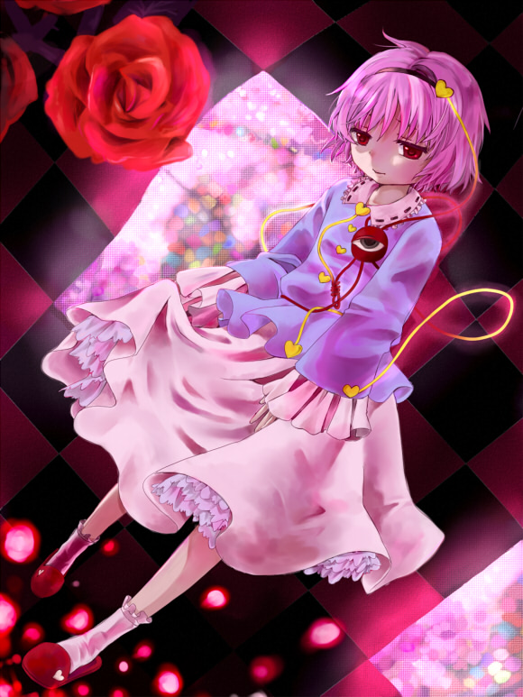 cord, eyes, flower, hairband, heart, komeiji_satori, petticoat, pink_hair