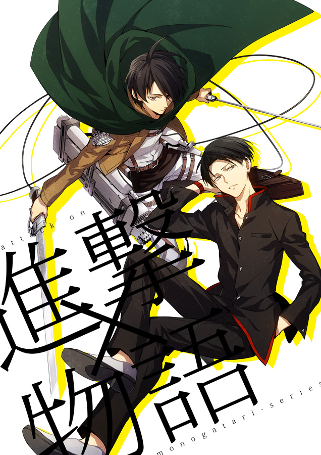 2boys, ahoge, araragi_koyomi, araragi_koyomi_(cosplay), bag, bakemonogatari, black_hair, cable