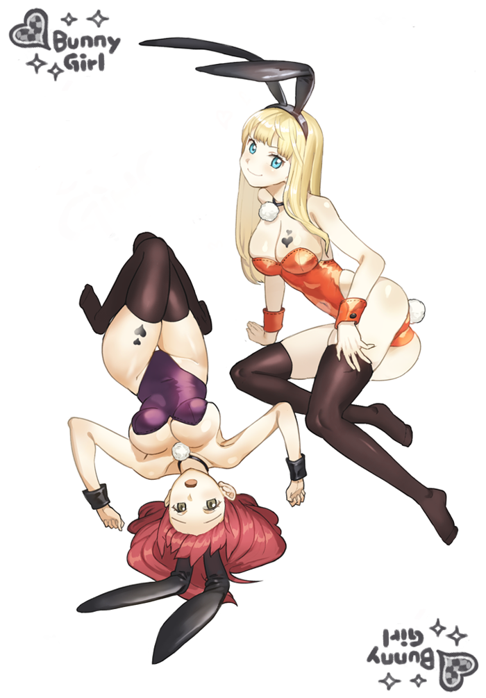 1girl, 2girls, animal_ears, blonde_hair, blue_eyes, breasts, brown_eyes, brown_hair