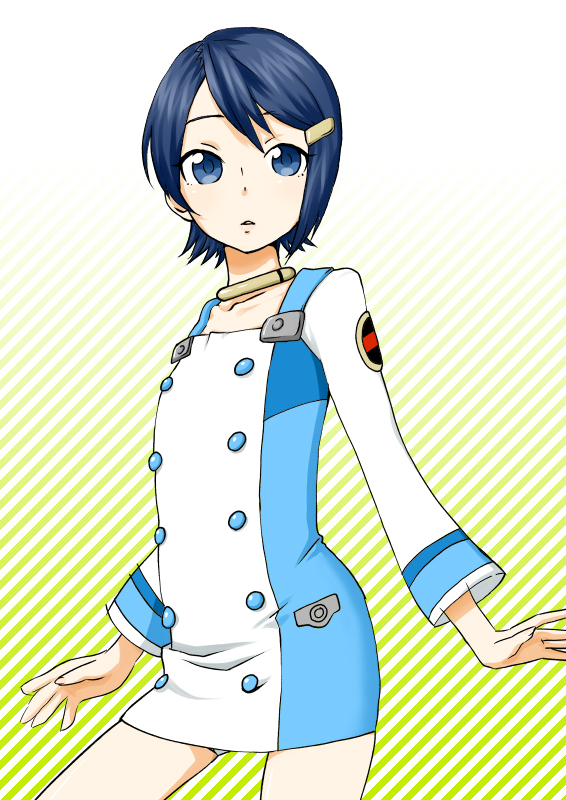 bad_id, blue_eyes, blue_hair, bob_cut, collar, cosplay, eureka, eureka_(cosplay)