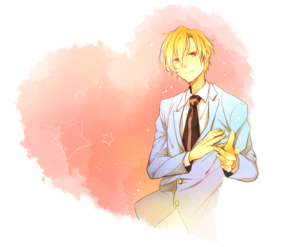 1boy, 4tew, blonde_hair, male, ouran_high_school_host_club, school_uniform, short_hair, smile