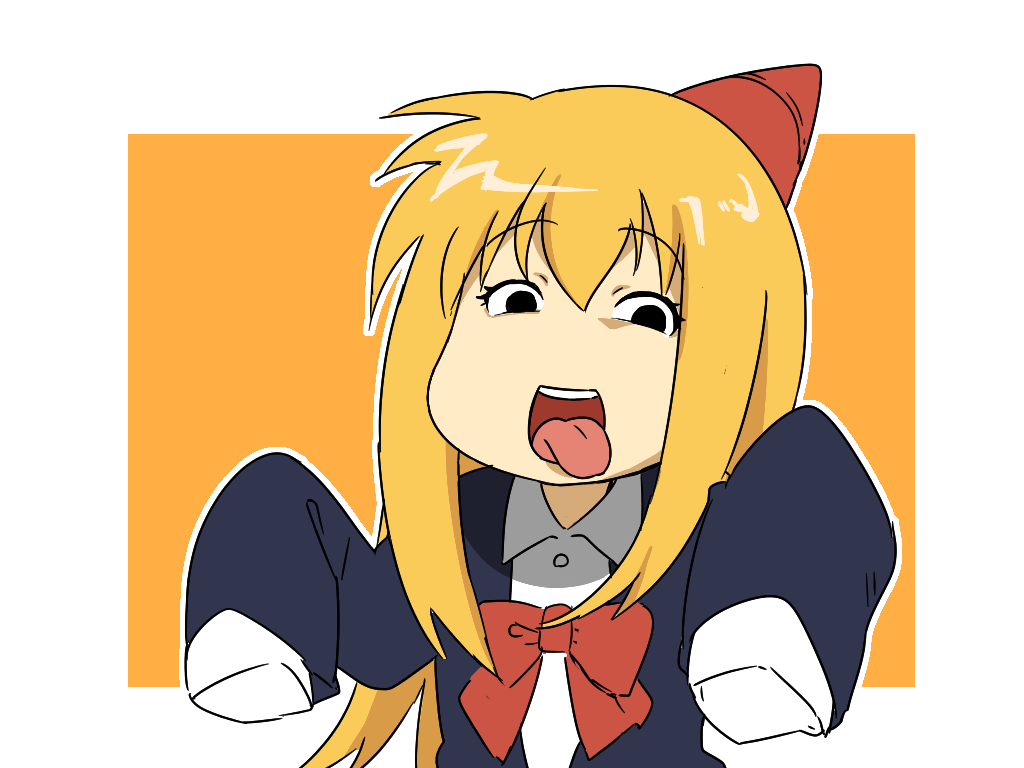 +tic_nee-san, 1girl, blonde_hair, genma_iroe, hat, long_hair, open_mouth, orange_background