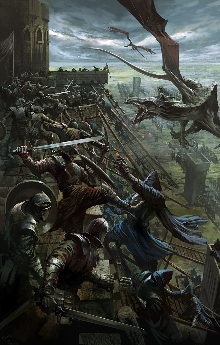 armor, battle, blood, bracer, broadsword, buckler, castle, clouds