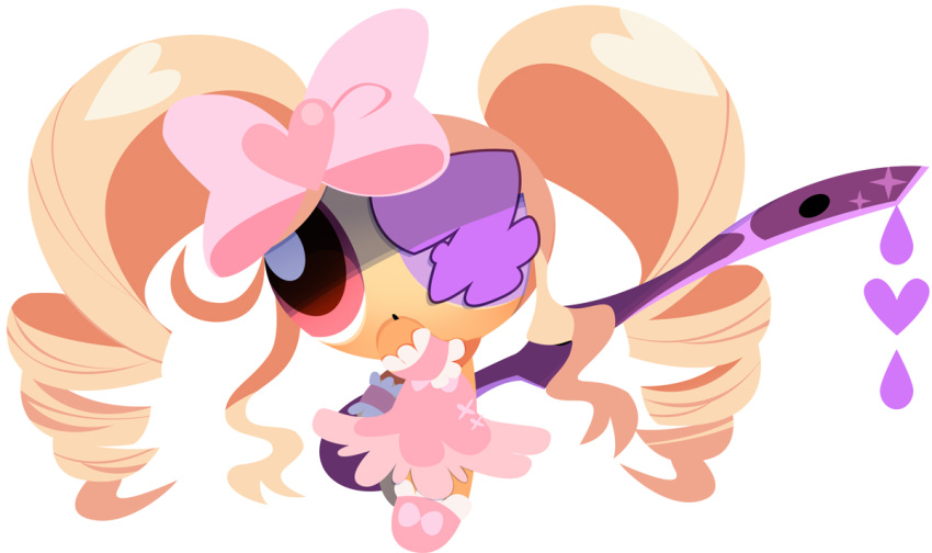1girl, blonde_hair, bow, craig_mccracken_(style), dress, drill_hair, eyepatch, hair_bow
