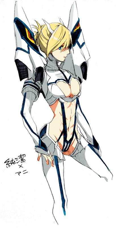 1girl, abs, annie_leonhardt, blonde_hair, blue_eyes, boots, breasts, cleavage