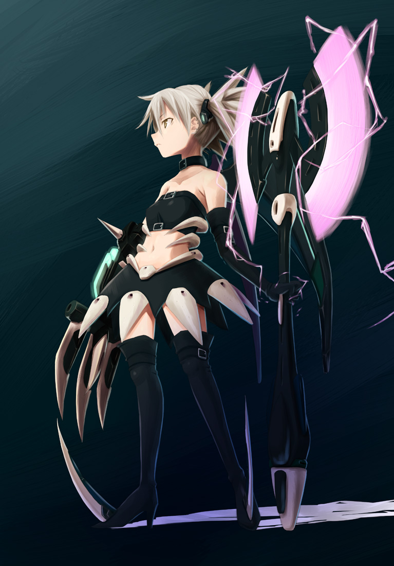 brown_eyes, claws, personification, silver_hair, specineff_(series), specineff_13_the_war, virtual_on, wadapen, weapon