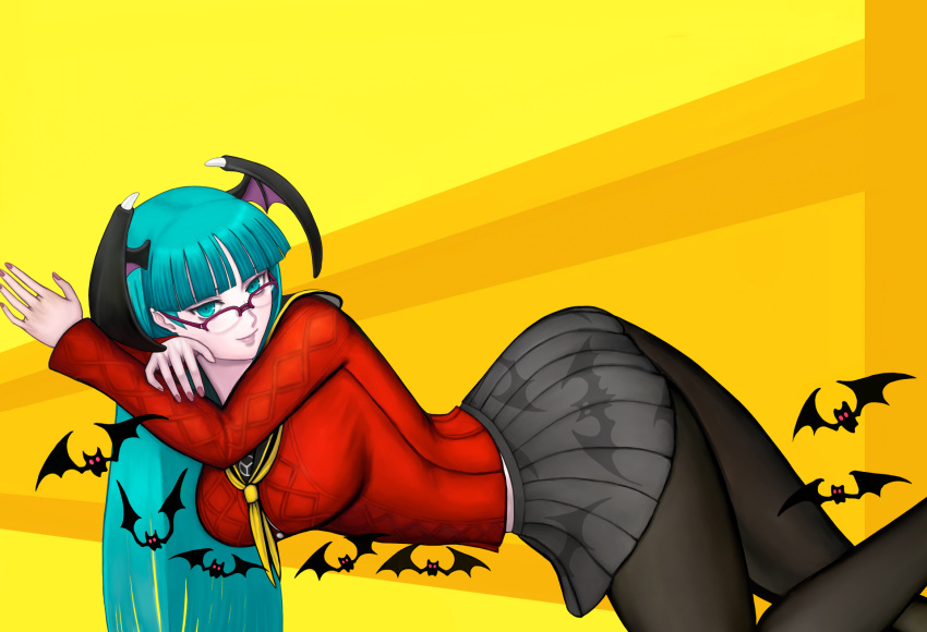 amagi_yukiko, amagi_yukiko_(cosplay), aqua_eyes, aqua_hair, ark, ascot, bat, bat_print