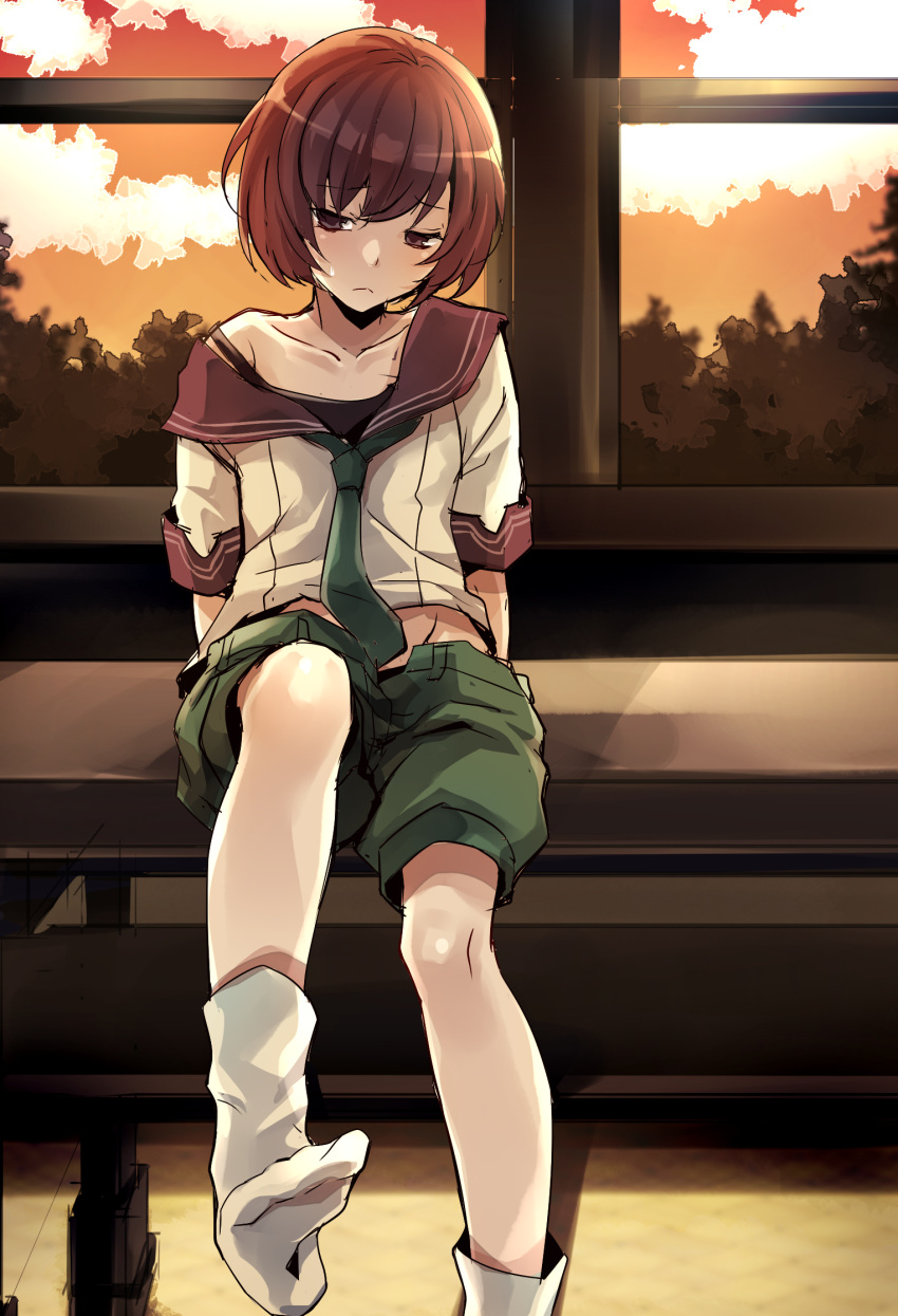 arman_no_shuku, brown_eyes, brown_hair, collarbone, highres, necktie, sekaiju_no_meikyuu, sekaiju_no_meikyuu_3, tubameraamen