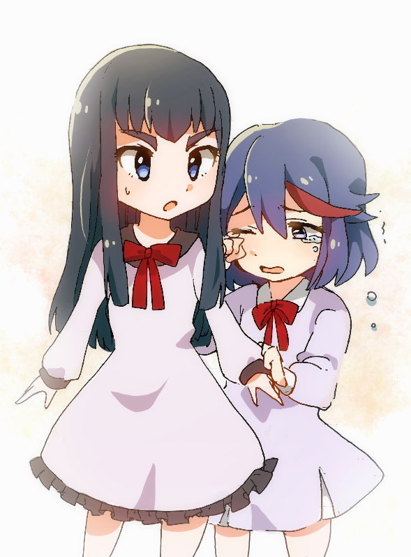 2girls, black_hair, blue_eyes, dress, kill_la_kill, kiryuuin_satsuki, kohane_(633975), long_hair
