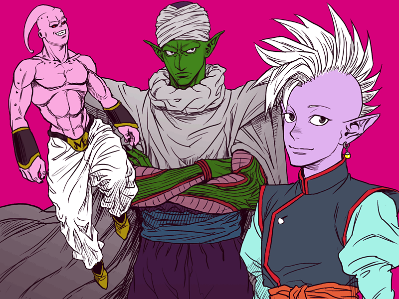 3boys, antennae, arm_guards, black_eyes, black_sclera, bust, cape, claptrack