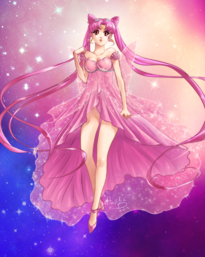 1girl, 2013, absurdres, bare_legs, bare_shoulders, bishoujo_senshi_sailor_moon, chibi_usa, double_bun