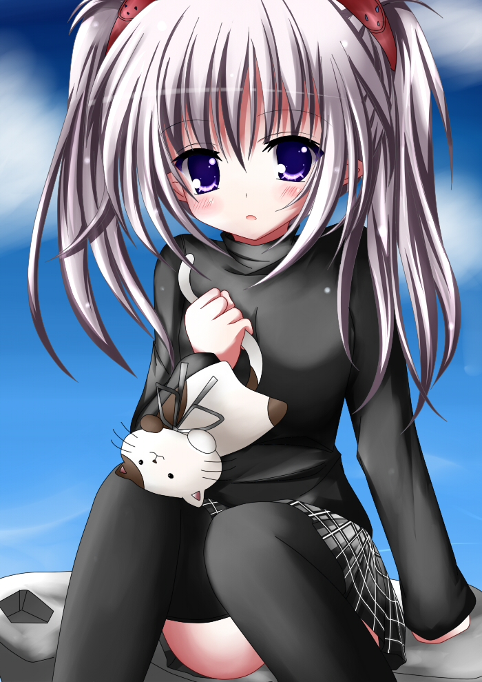 cat, loli, long_hair, primula, shuffle!, silver_hair, stuffed_animal, stuffed_toy